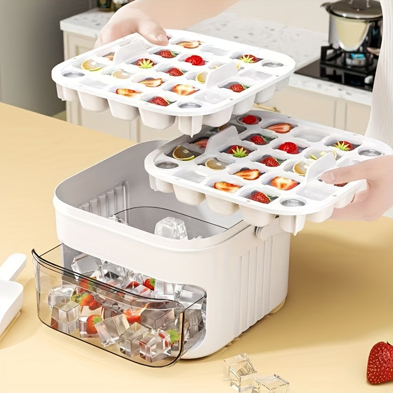 1pc double layer mold 50 grid large capacity push type manual ice box for refrigerator refrigerator quick freezing mold very suitable for family summer iced beverage ice making food grade pp material tray Product details 0
