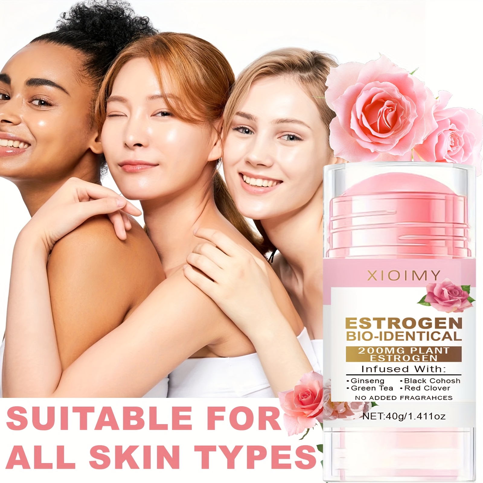 Women's Emotional Care Cream, Gentle Body Cream, Natural Estrogen, Ginseng, Black Cohosh, Green Tea, Red Clover, Alcohol-Free, Refreshing Scent, Suitable for All Skin Types, 2 Jars