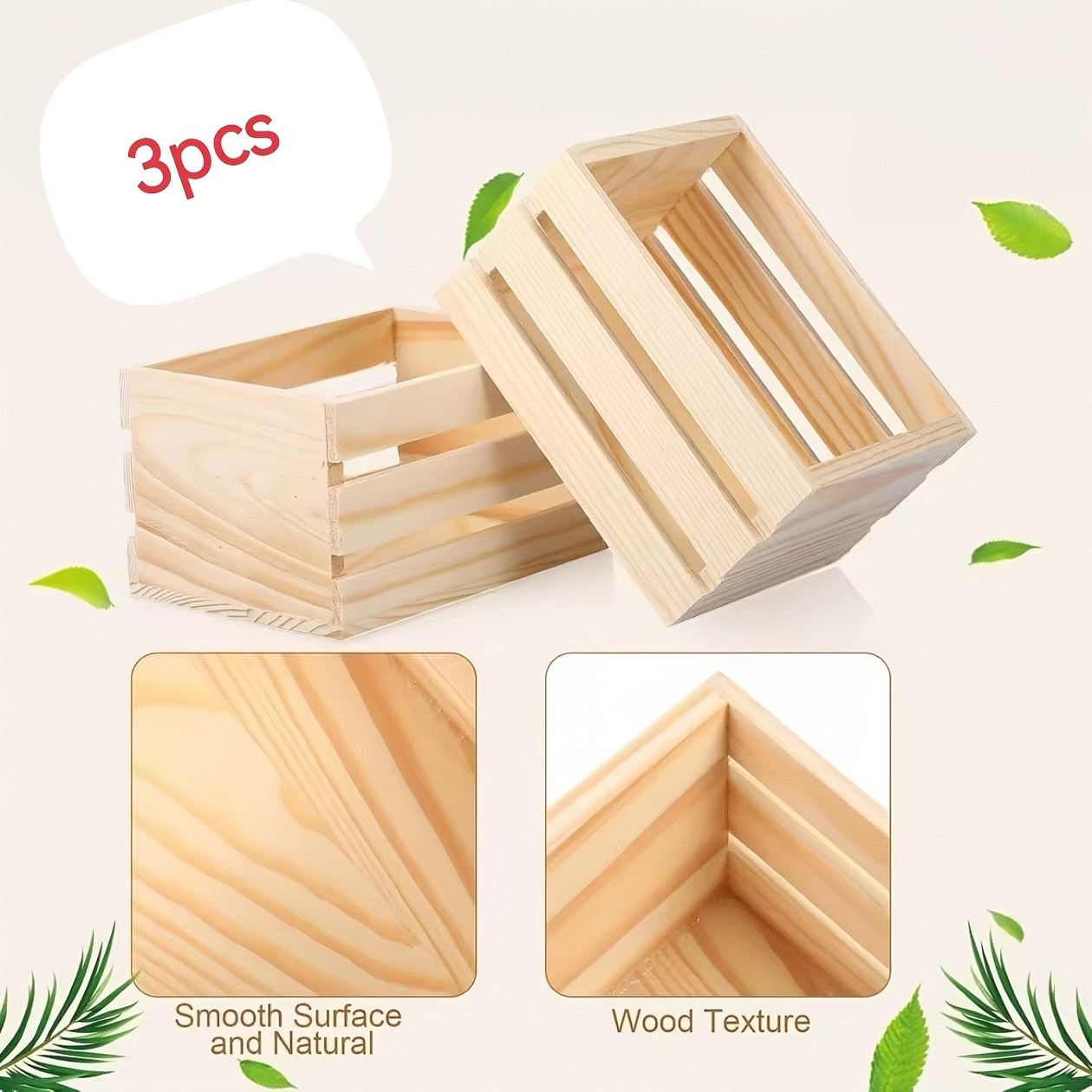 TEMU Set Of 3 Wooden Stackable Storage Boxes, Treasure Box, Suitable For Storage Of Small Items On The Desktop, Office Storage Items, Store Small