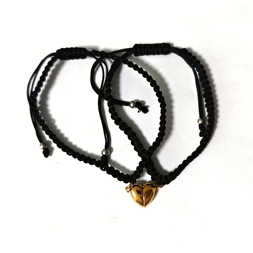 2pcs Personalized Initial Couple Bracelets, Adjustable