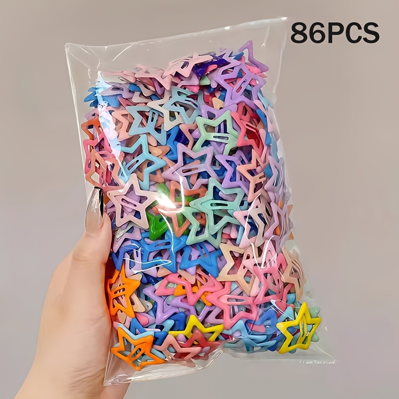 TEMU Juego de 86 pinzas para el pelo de estrella para mujer - Horquillas de broche de estrella hueca colorida, horquillas de metal antideslizantes
