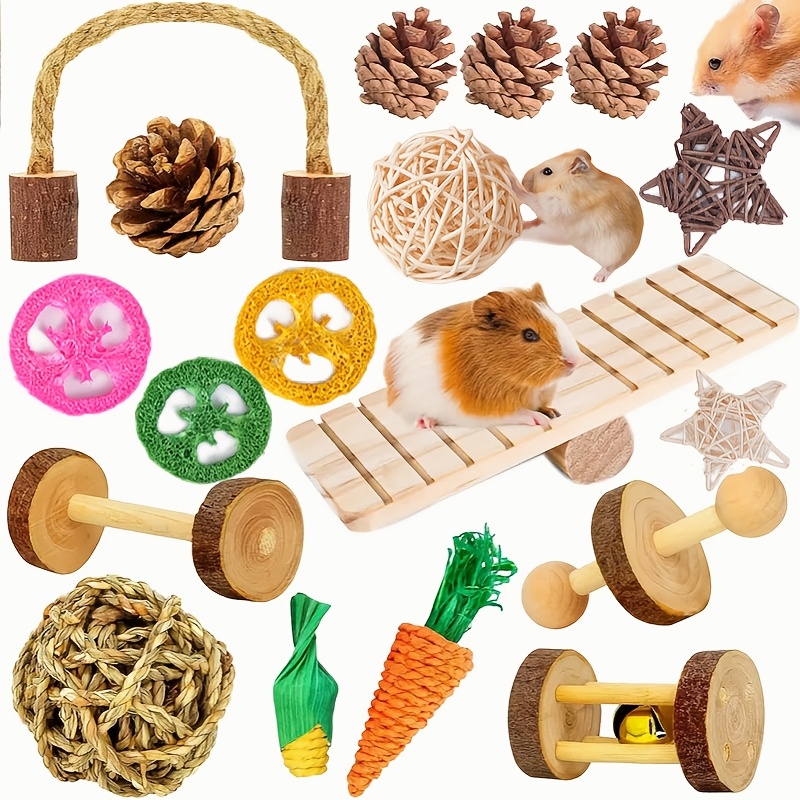 18pcs Hamster Cage Additions, Different Hamster Toys For Guinea, , Gerbils, Mice, Rats, Mouse, Rabbit, Bunny Hideout , Without Battery