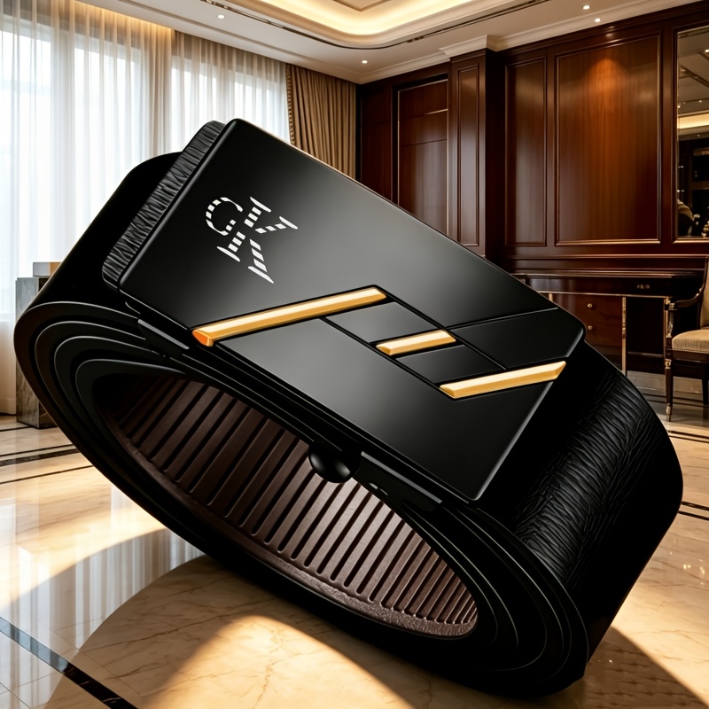 TEMU Gk Logo Men's Belt, Convenient Adjustable Design, Easy To Adjust Tightness, Comfortable For Long Wear, Suitable For Jeans And Office Scenes,