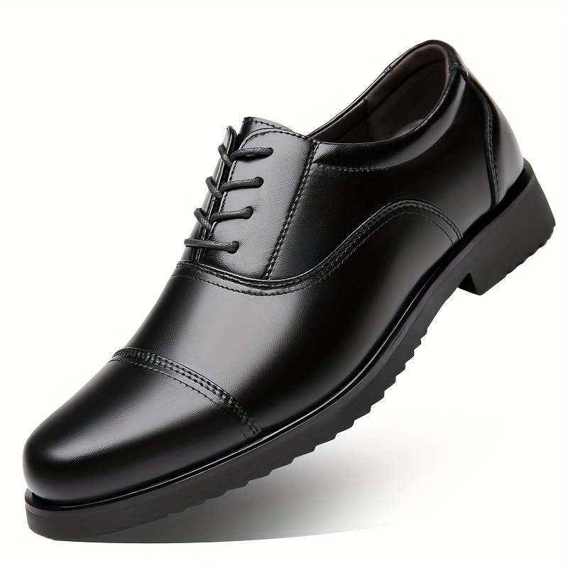 

Plus Size Men's Solid Color Wingtip Microfiber Upper Oxford Shoes, Comfy Non Slip Rubber Sole Lace Up Durable Dress Shoes, Men's Footwear
