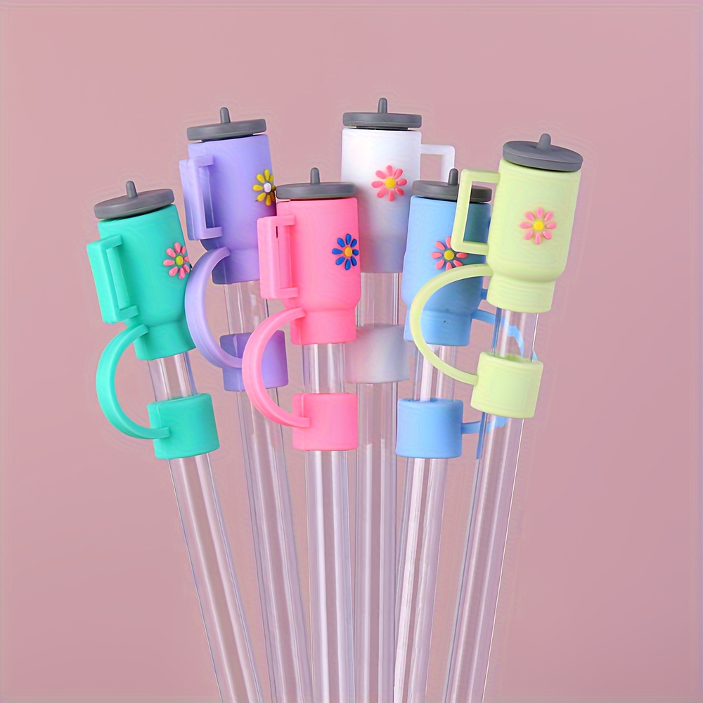 

6pcs Straw Cap, 10mm Straw Reusable Straw Cover, Dustproof Silicone Straw Cap, Bottle Fitting, Compatible With 30 And 40oz Cups.