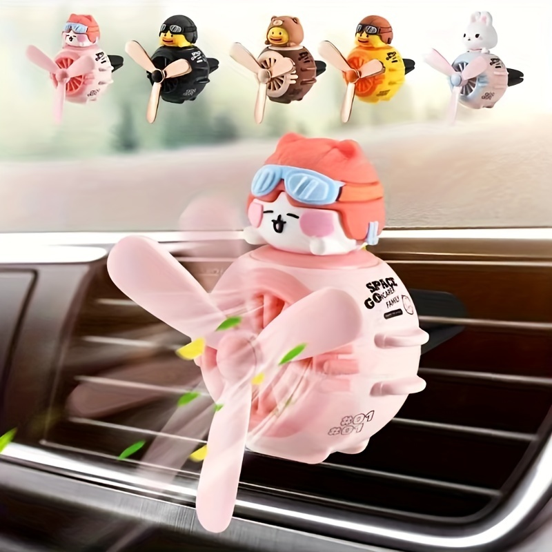 

1pcs Cute Cartoon Animal Dashboard Ornament With Dual Scent Fragrance Tablets (cologne/lemon), Plastic Car Air Conditioning Vent Clip Decoration