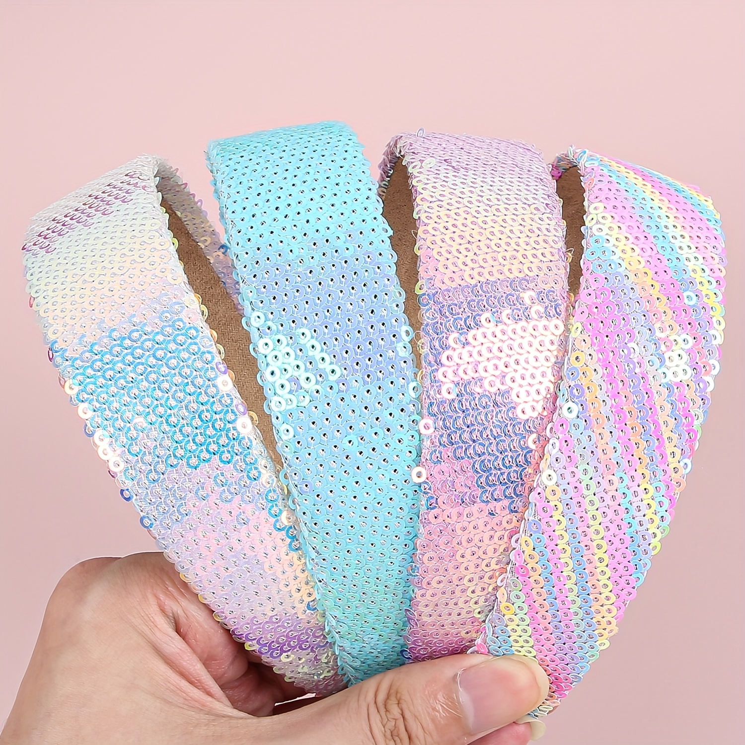 TEMU 4 pièces Bandeau à Paillettes Élégant et Stylé pour Coiffure Presse, Idéal pour Toutes les Occasions, Fêtes, Voyages et Cadeaux