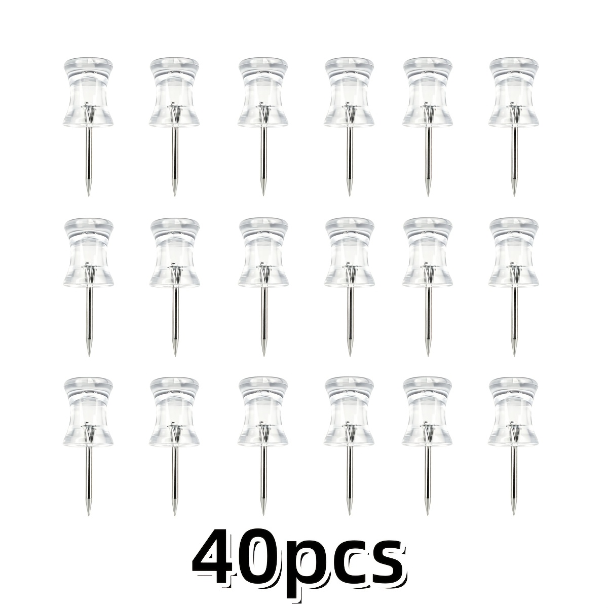 TEMU 40/100pcs Large Transparent Pushpins, Waist Drum Shape Pins, For Decorating And Fixing On Cork Boards And Felt Boards