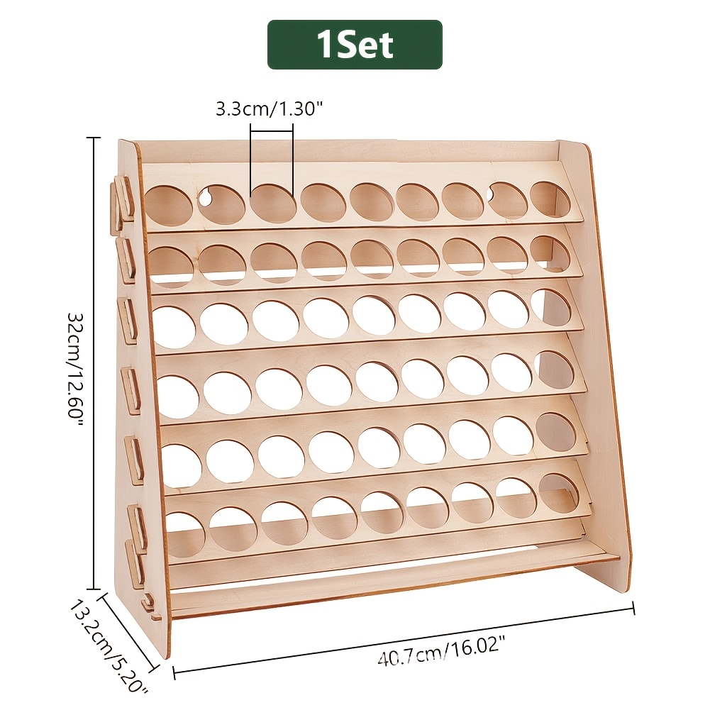 TEMU 1pc Wooden Pigment Storage Rack Display Craft Bottle Organizer Painting Storage Tool Rack
