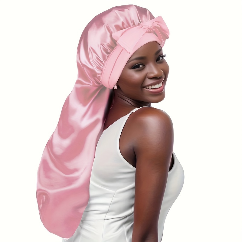 

Women Long Tail Bonnet, Color Band Hair Care Hat, Bonnet For Hair Treatment Silk Bonnet Satin Bonnet