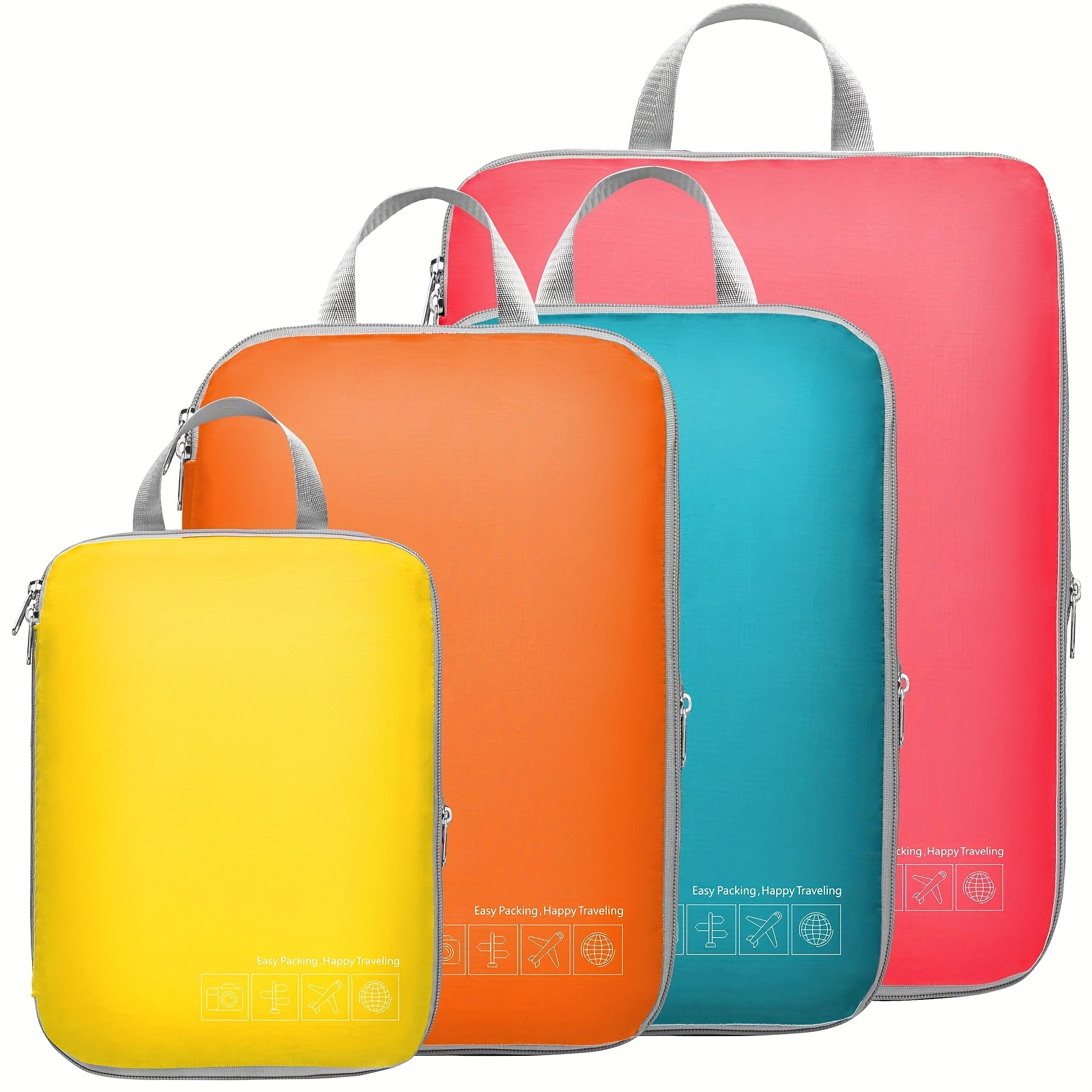 

4-pack Nylon Packing Cubes, Hand Washable Travel Bags, Luggage Organizers, Essential Carry On Suitcase Accessories