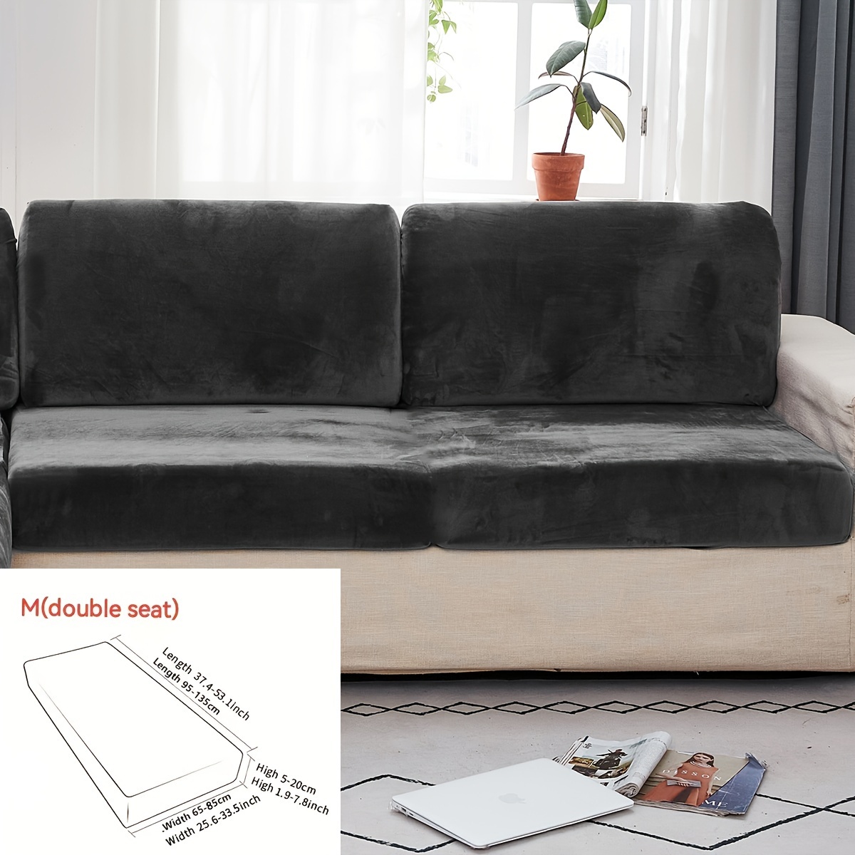 1pc Velvet Sofa Cover, , Furniture Protector, Easy To Clean, Stretch Fabric, Full Coverage Universal Non-slip Sofa Cover, Cat Scratch Resistant, Backrest Cover, Seat Cushion Cover, Pillowcase, Use