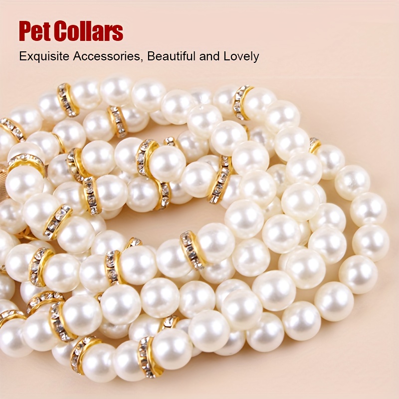 pet pearl necklace abs pearl pet collar heart shaped pendant necklace for cats and dogs fashionable pet additions Product details 5