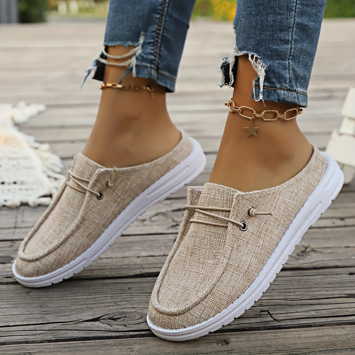 Backless canvas shoes online