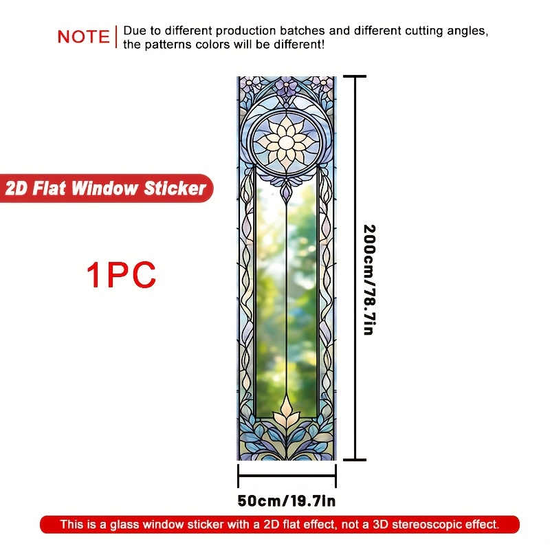 TEMU Film de Fenêtre 2D Plat, 1 Pièce Grande Taille - Couverture d'Intimité Blanc pour PVC, 19,7"x78,7" (50x200cm), Colle, Panneaux Givrés de pour