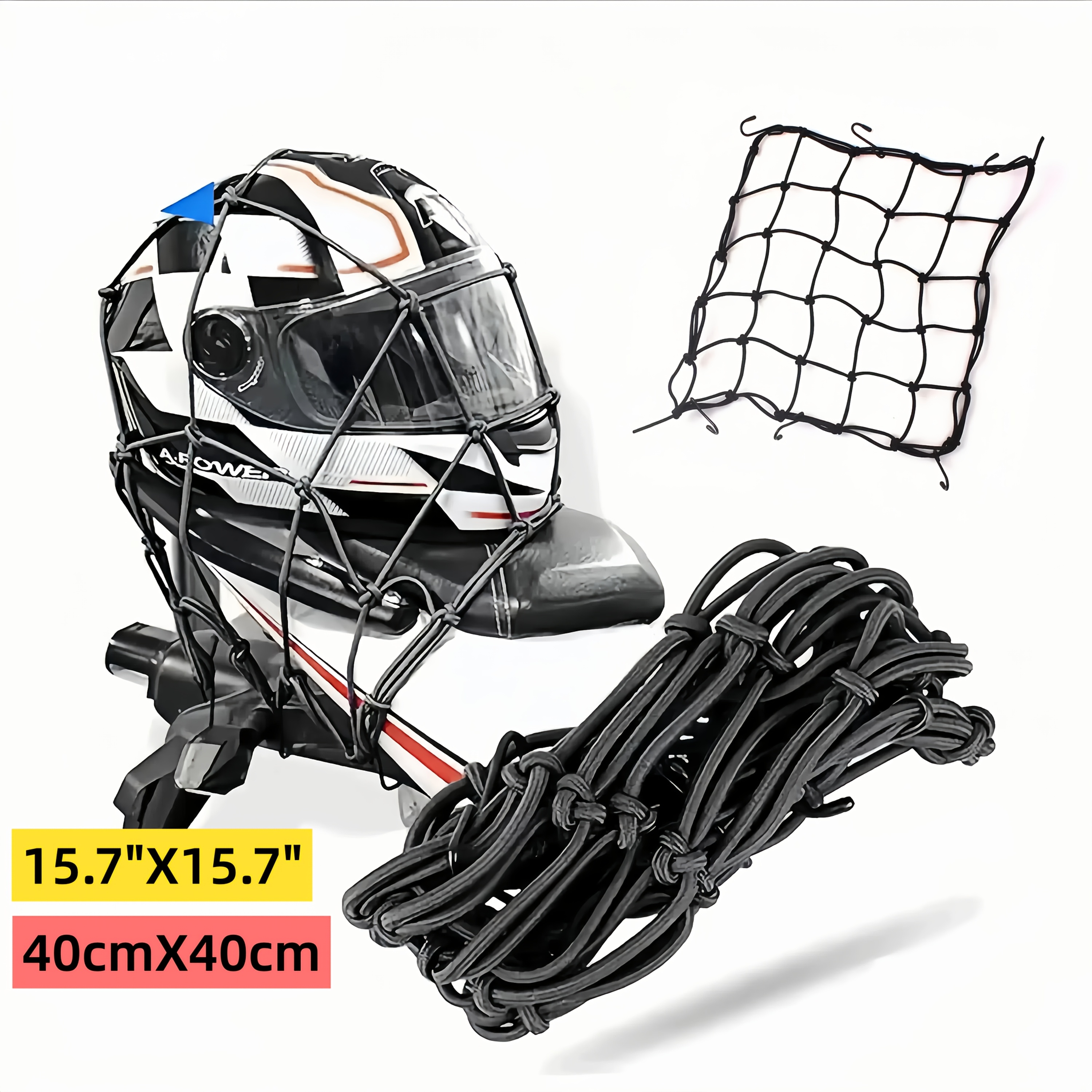 

1pc 15.7"x15.7" Motorcycle Helmet , Luggage Strap, With 6 Hooks, Suitable For Motorcycles, Bicycles, Atvs - Universal Size