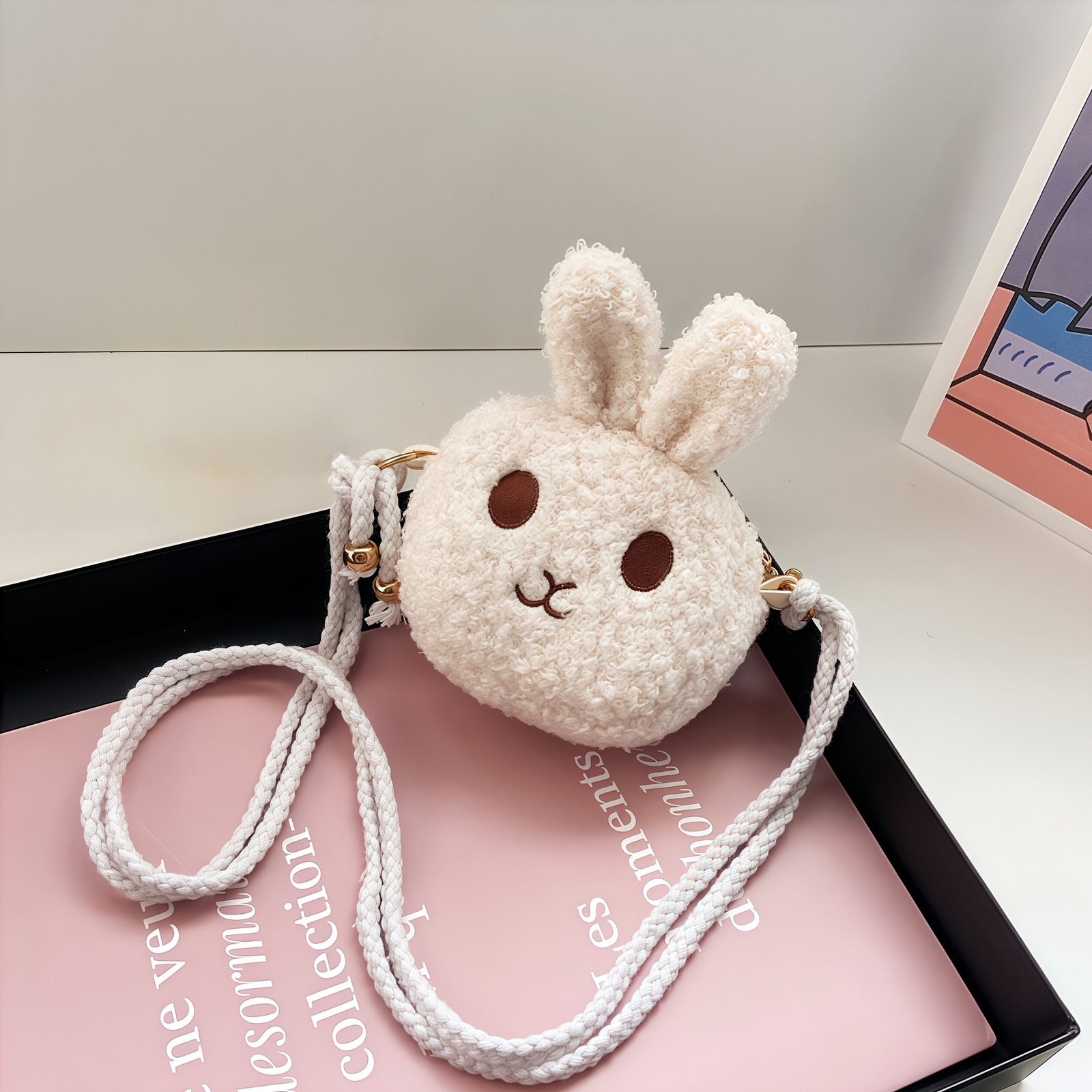 TEMU Adorables Bolsos Estilo , Monederos de Peluche de , Bolsos con Correas para el , Ideales para Guardar Auriculares, Monedas, Artículos Diarios y