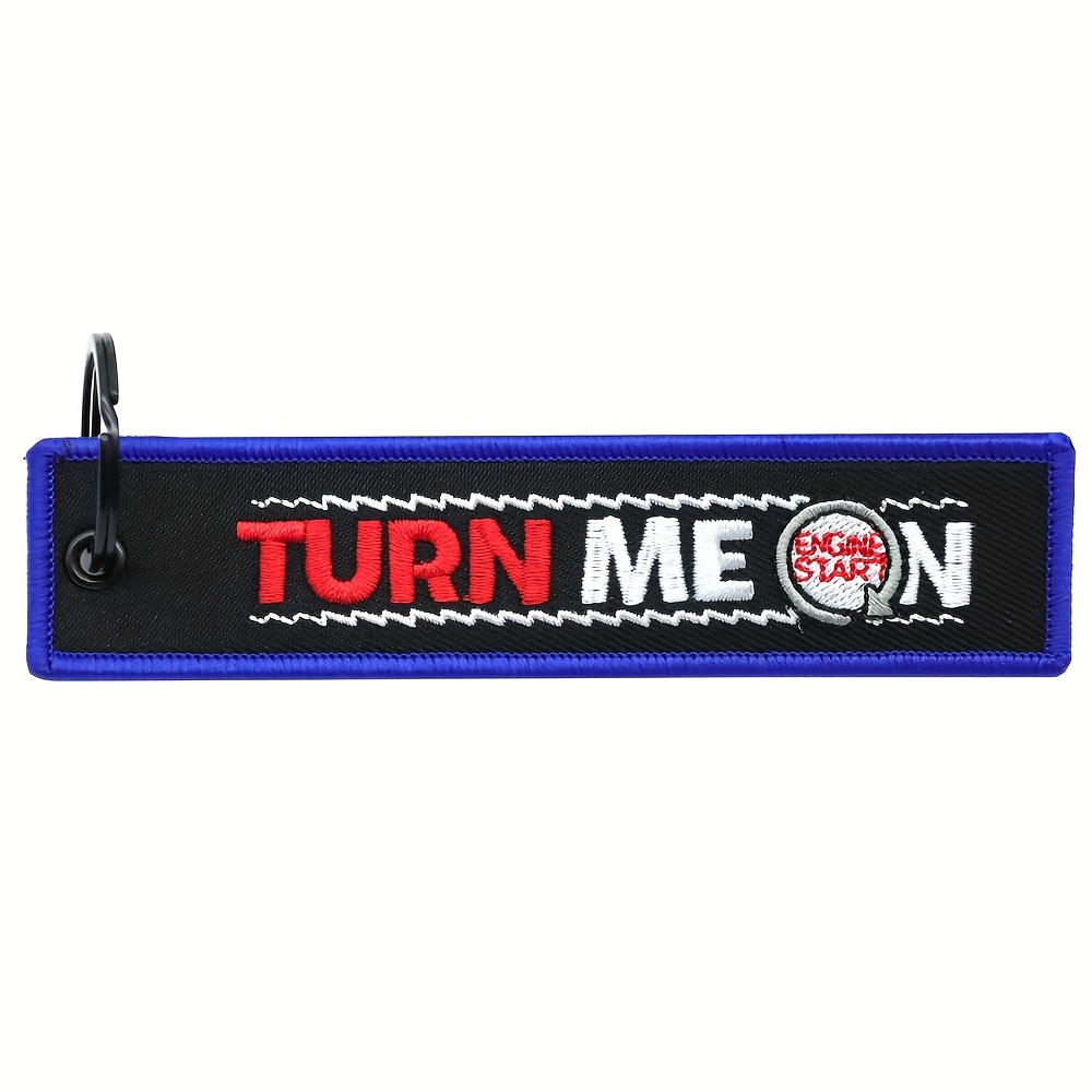 TEMU 1pc Embroidered Key Fobs And Tags With '/' Logo For Cars, Motorcycles, Backpacks, Keychains, And Gifts For In A Stylish Design