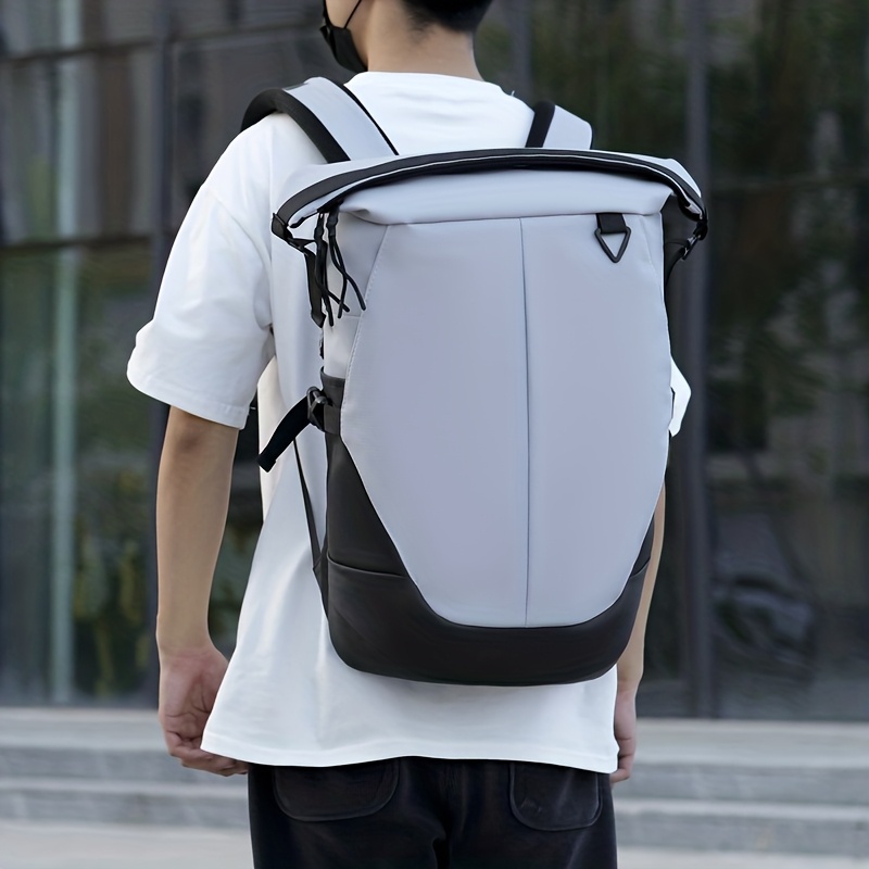 Men'S Stylish Backpack for Business Use, Expandable with a Roll-Top Design, Large Capacity for Laptops, Fashionable And Casual