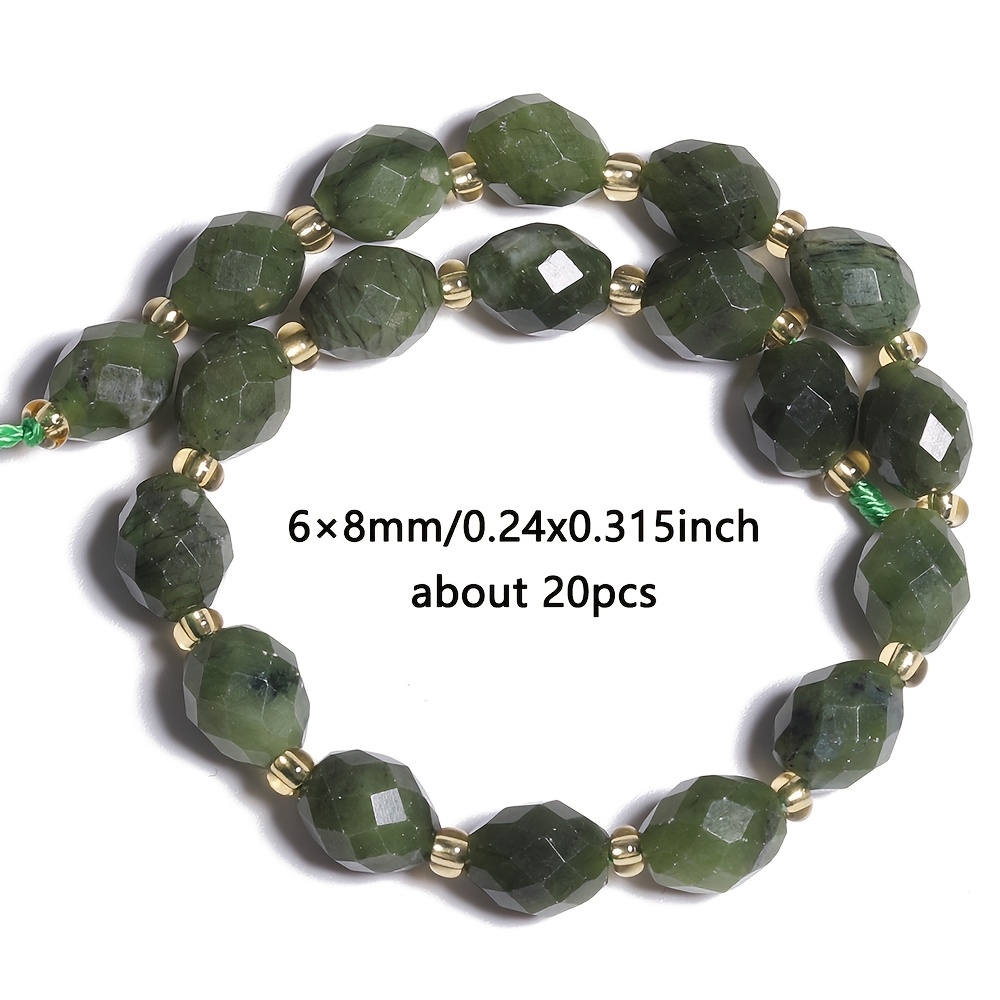 E-shop Natürliche facettierte ovale dunkelgrüne Jaspermarmor-Steinperlen 6x8 mm Reisform Spacer-Perlen für Schmuckherstellung Armbänder Halskette