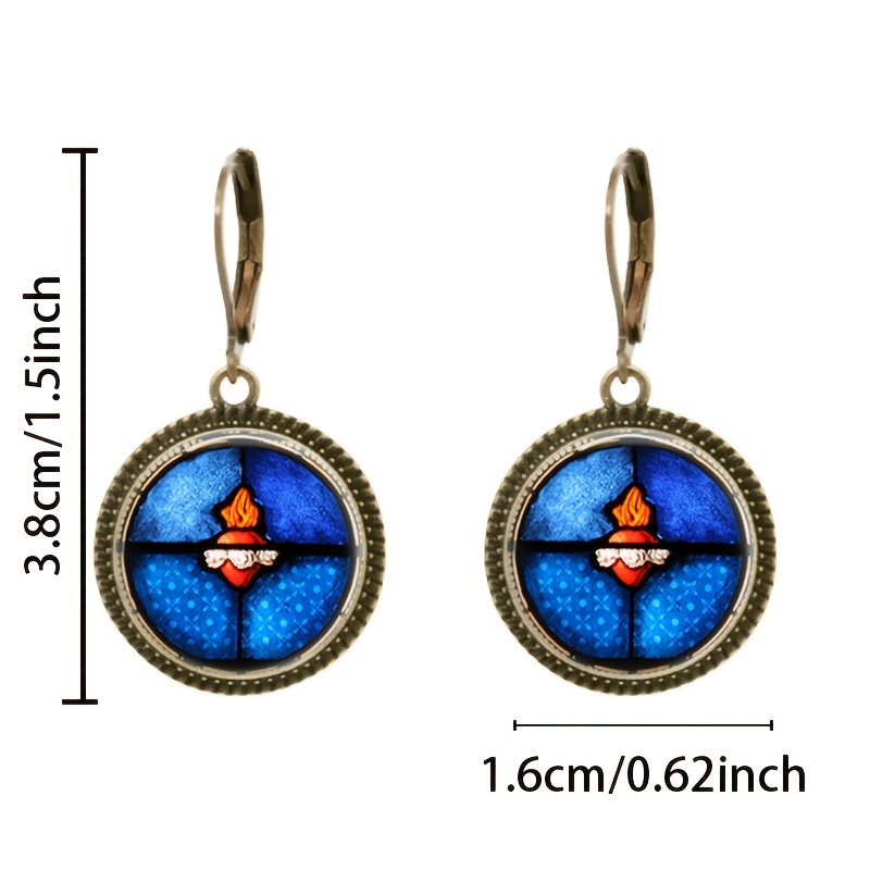 2pc Heart Flame Pattern Pendant Earrings Set