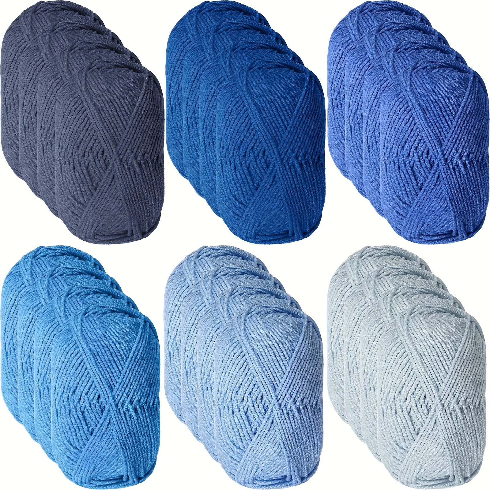 24 * Soft Cotton Yarn Suitable for Crocheting and Knitting - 2880 Yards Total (*), 4-Ply Acrylic Gauze with 1.76oz/120 Yd *, Blue 