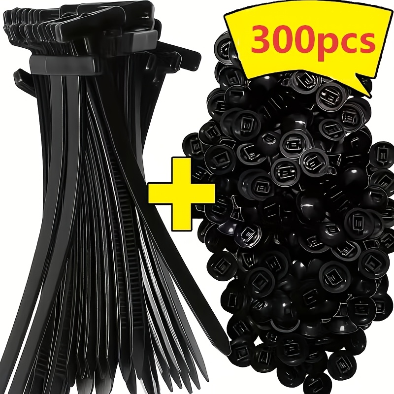 TEMU 300pcs 150pcs Buttons + 150pcs Straps, Heavy-duty Self-locking Nylon Cable Ties, Multi-functional Fastening Pins, Durable Nylon Buckle Clips,