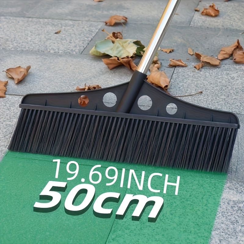 1pc Heavy-duty Industrial Broom With Extra-long Handle (50cm/19.7") - Stiff Bristles & Durable Plastic Construction For Hard Floors, Yard, Indoor/outdoor Cleaning - Commercial & Residential Use