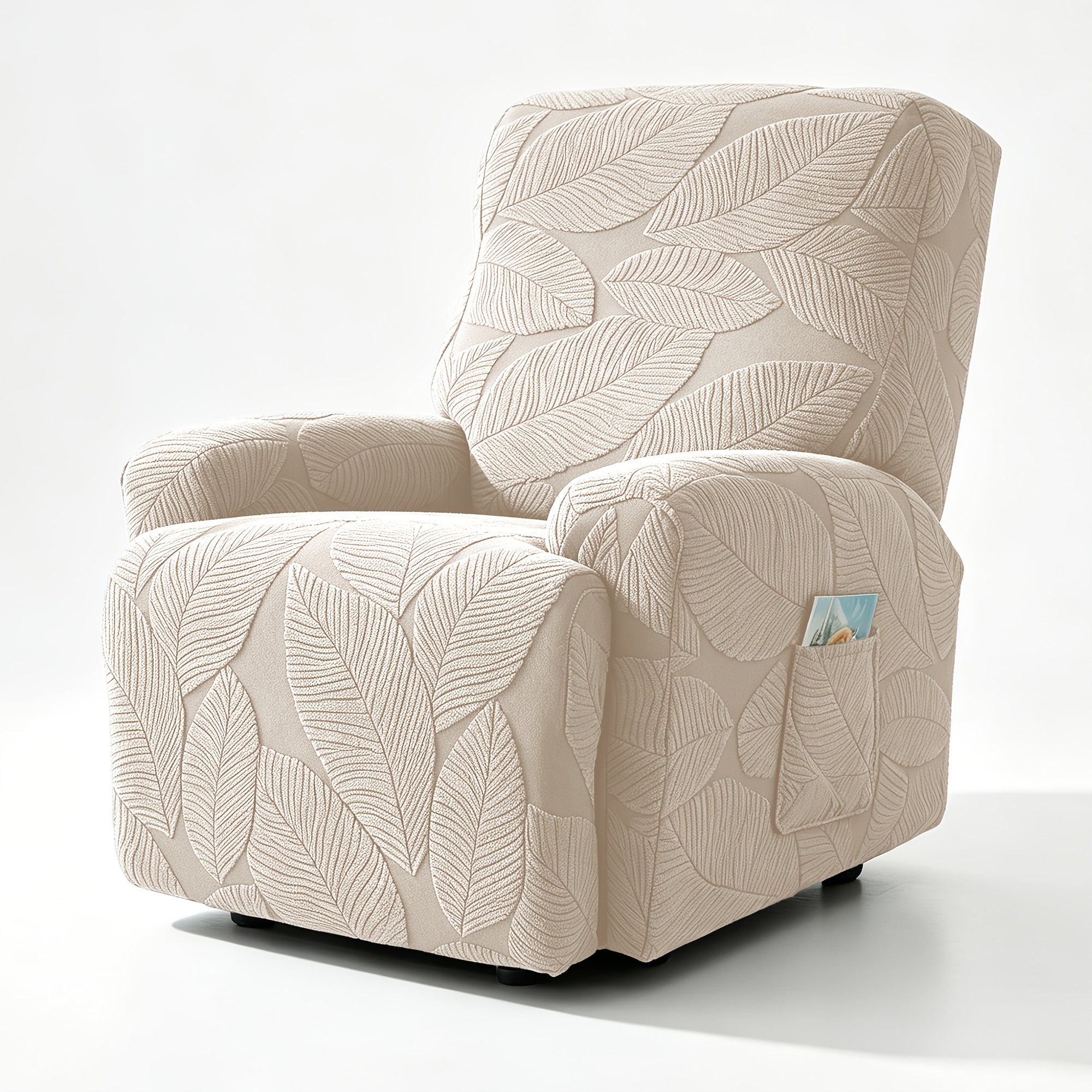TEMU 1 elástica de tela jacquard para tumbona, de sofá con diseño floral de hojas, removible para una sola persona y , fácil de instalar