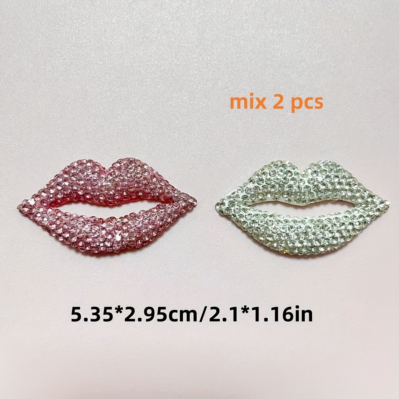 TEMU Set Of 2 Elegant And Pink Rhinestone Lipstick Flatback Charms For Phone Case Decoration, Handmade Refrigerator Stickers, Tablet Protective