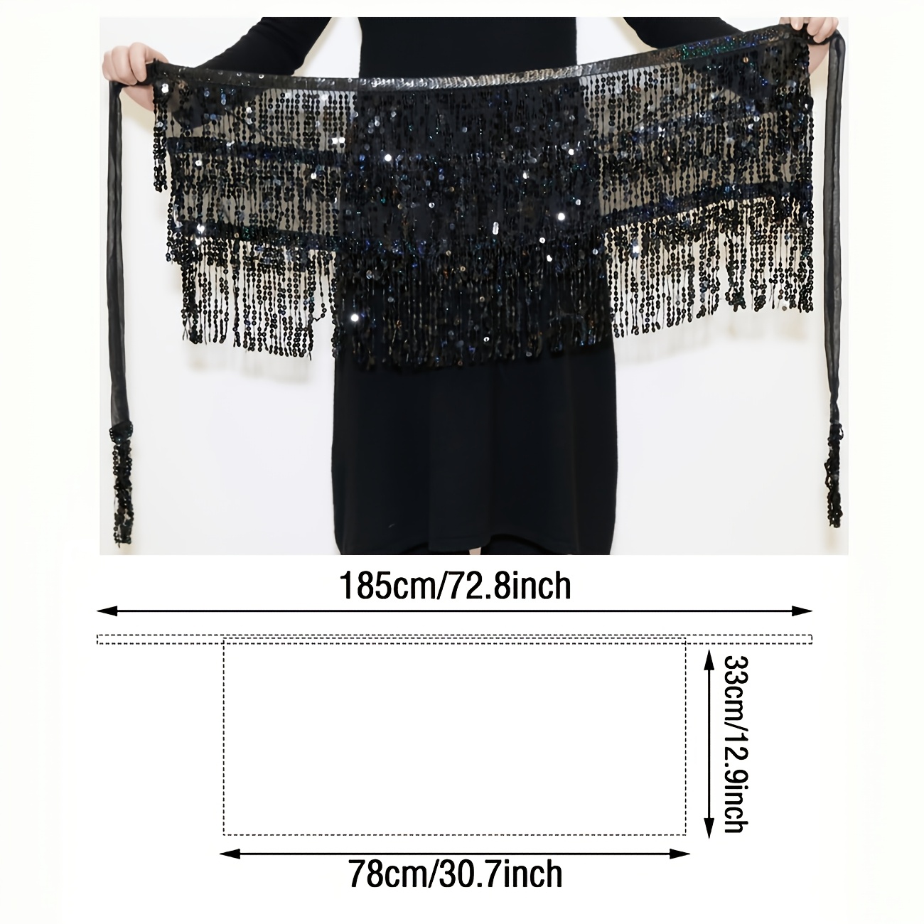 Tassel Waist Chain Skirt Sequin Belt for Belly Dance