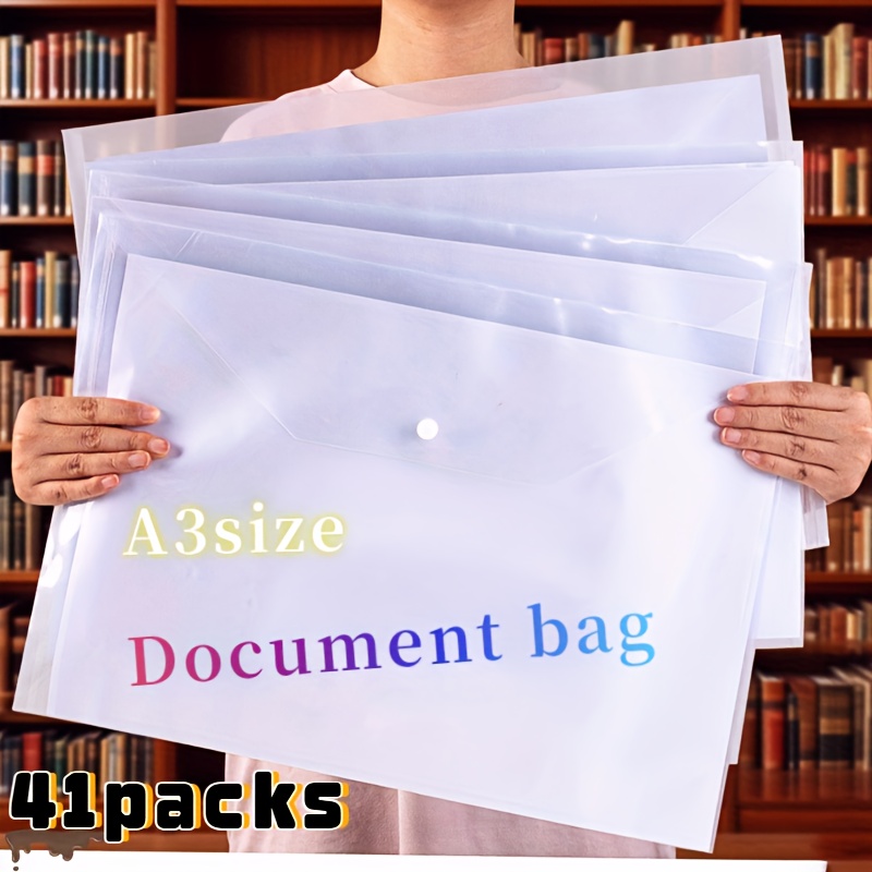 TEMU Paquete de 41 Bolsas de Documentos Transparentes A3 de Gran Tamaño y Grosor - Bolsas para Exámenes, Materiales de Clasificación, , Gran