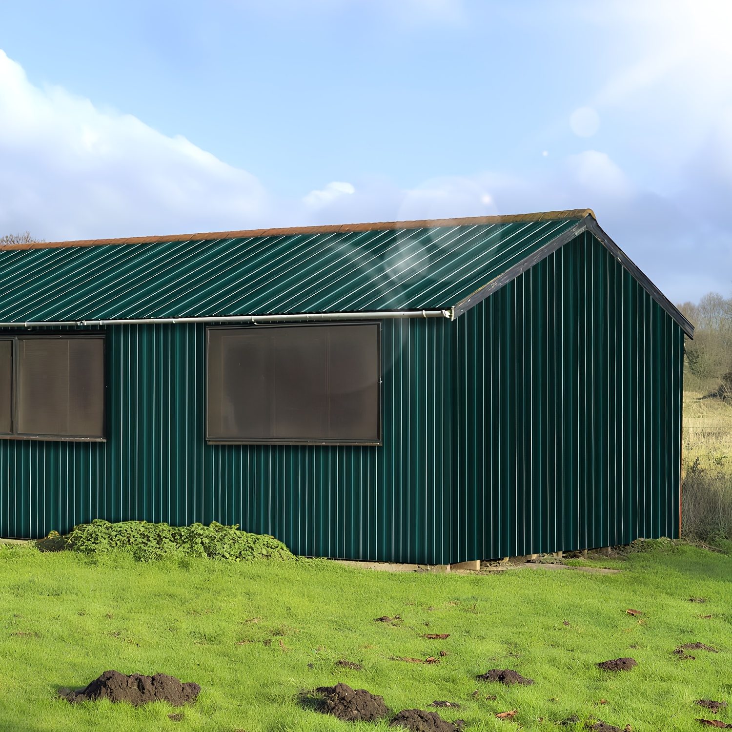 Image of 115 X 45cm Corrugated Roofing Sheets, Trapezoidal Corrugated Sheets, Steel Sheets, Suitable For Carports, Garden Sheds And Tool Sheds; Temporary, Removable, Corrugated Roofing Sheets, Green