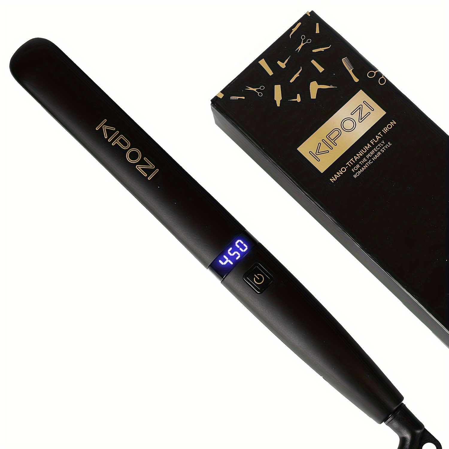 

Kipozi Straightener & Curler - Titanium Iron, (320°f-450°f), Auto Shut-off, Led Display,