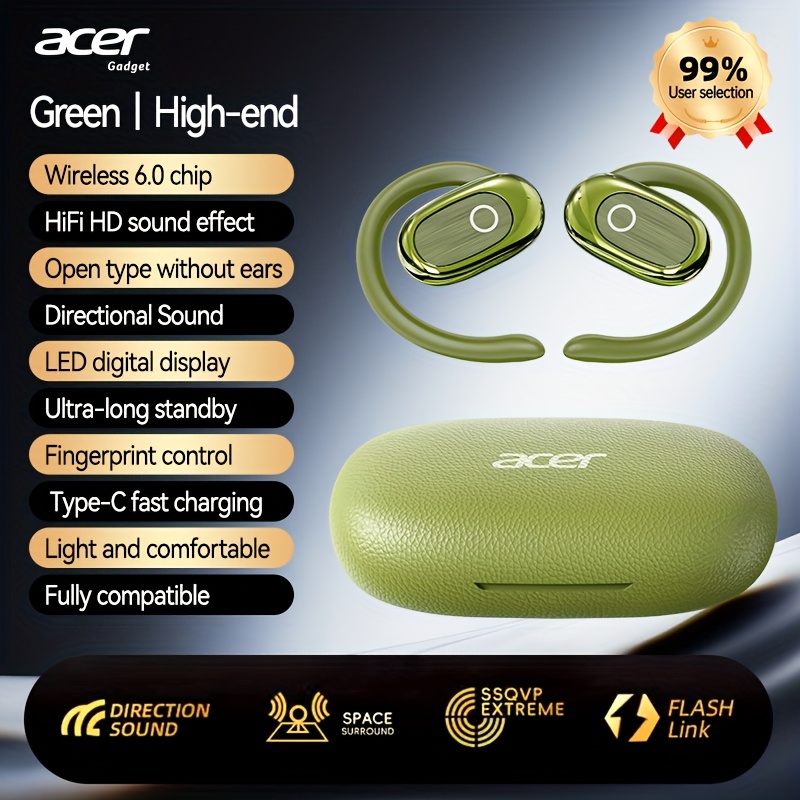 Acer Ohr553 Wireless Earbuds, Long Standby, Led Digital Display, Sound, Low Latency, Multi-device Compatible, Lightweight, Fast Charge, Compact Portable, For Travel/sports/gaming/business/study