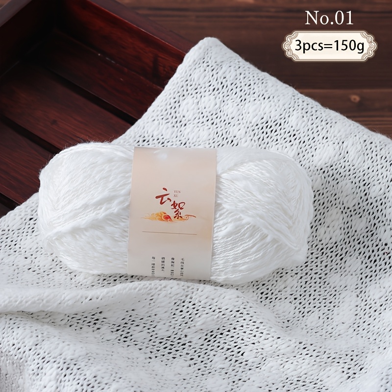 3pcs/150g Linen Cotton Bulky Yarn Soft Diy Hand-knitted Pullover Scarf, Cover Blanket, Shawl