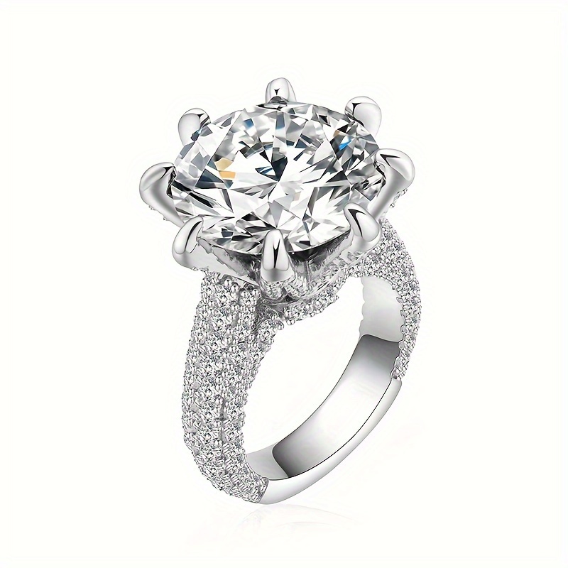 

1pc S925 Silver 18k Gold Plated 10 Carat Moissanite Ring Engagement Wedding Gift