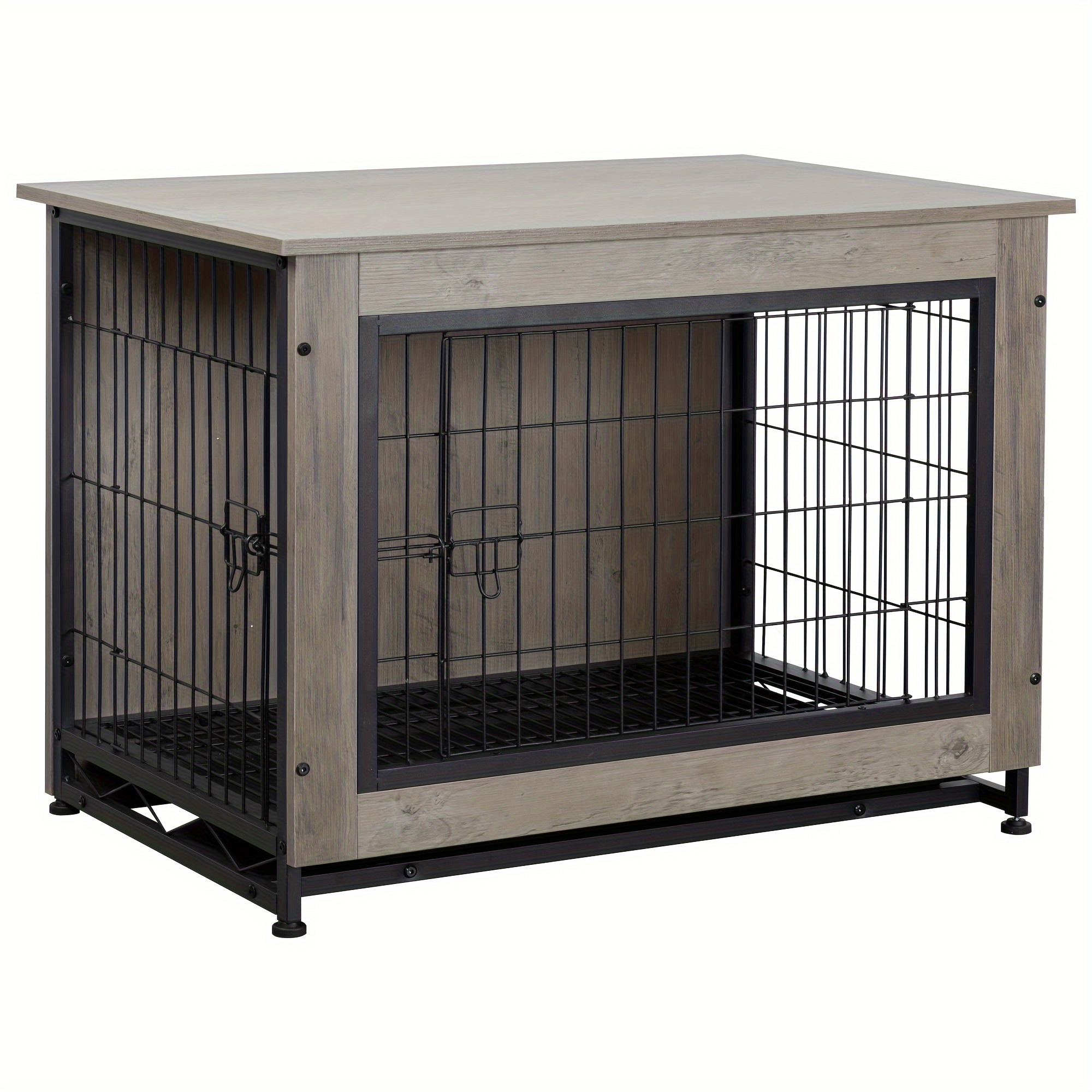 wooden dog crate furniture double door indoor dog Temu