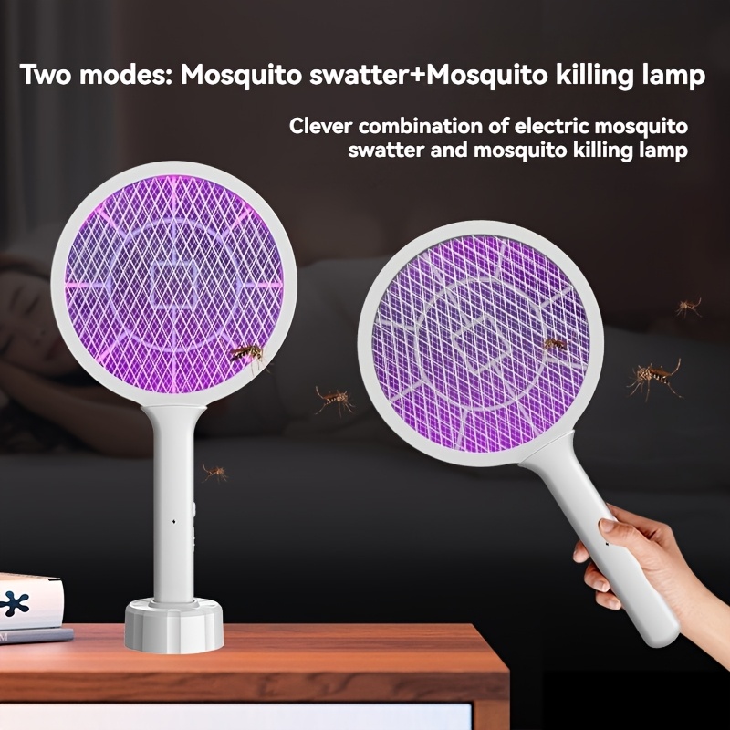 2-in-1 dual-  elektrische fliegenklatsche mückenvernichter, usb-aufladbarer mückenschläger, tragbarer handvernichter für zuhause, küche, schlafzimmer - nachtlicht mückenfalle