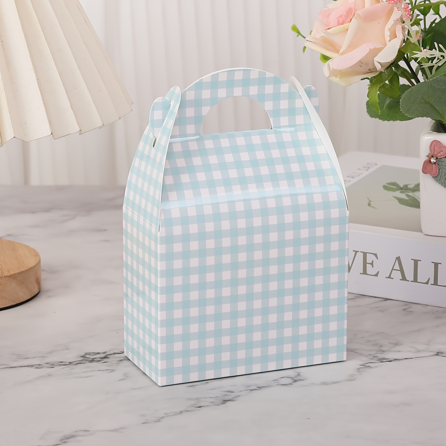 TEMU Gift For Her/him 10pcs Set, Elegant Plaid Pattern Gift Boxes With Handles, Small Business Supplies, Packaging Boxes, Wedding Decorations, Gift