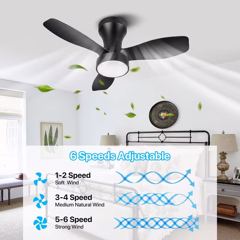24 ceiling fans with lights low profile ceiling fan remote noiseless 3 gears 3000 6500k dimmable 6 wind black ceiling fan for bedroom indoor outdoor use Product details 3
