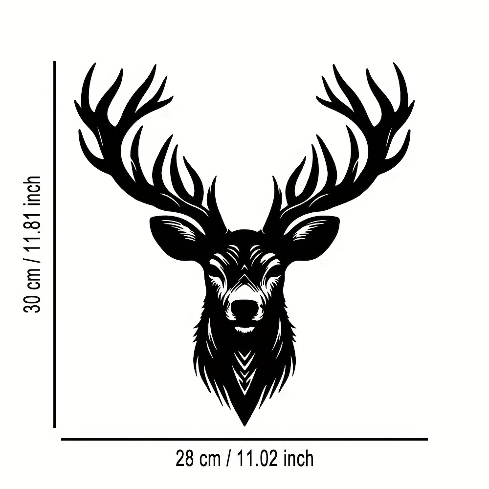 Image of 1pc Of Metal Plaque With Antler Design, A Christmas Decoration, Featuring An Elegant Minimalist . Suitable For Public Spaces, Offices, Rooms, Bedrooms, Patios, Kitchens, Courtyard Walls