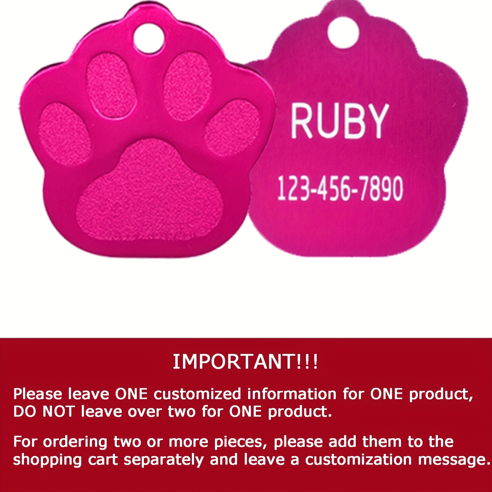 TEMU TAGLORY Targhetta Identificativa Personalizzata per Animali Domestici - A Forma di , Ciondolo Anti-Smarrimento per Collare, Personalizzata con &