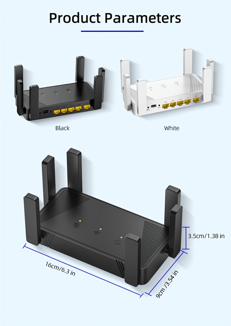 Home Smart Wireless Controller, 6-Antenna Portable Desktop 300m WiFi 6 Router, Supports 1 WAN + 4 LAN Ports, with 4 Powerful Functions: Repeater, AP, Router, and Dial-up