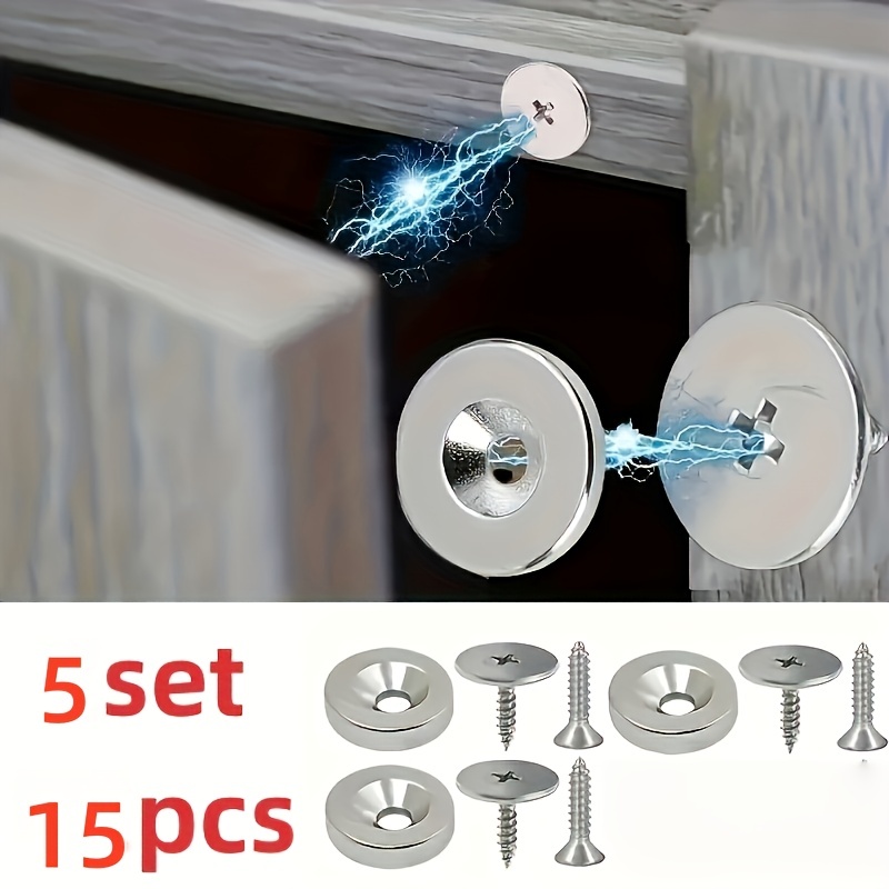 E-shop 15 Stk. Hochbelastbare Magnet-Türverschlüsse aus Metall – Verdeckter Magnetverschluss mit versteckten Scharnieren, geeignet für Glastüren,