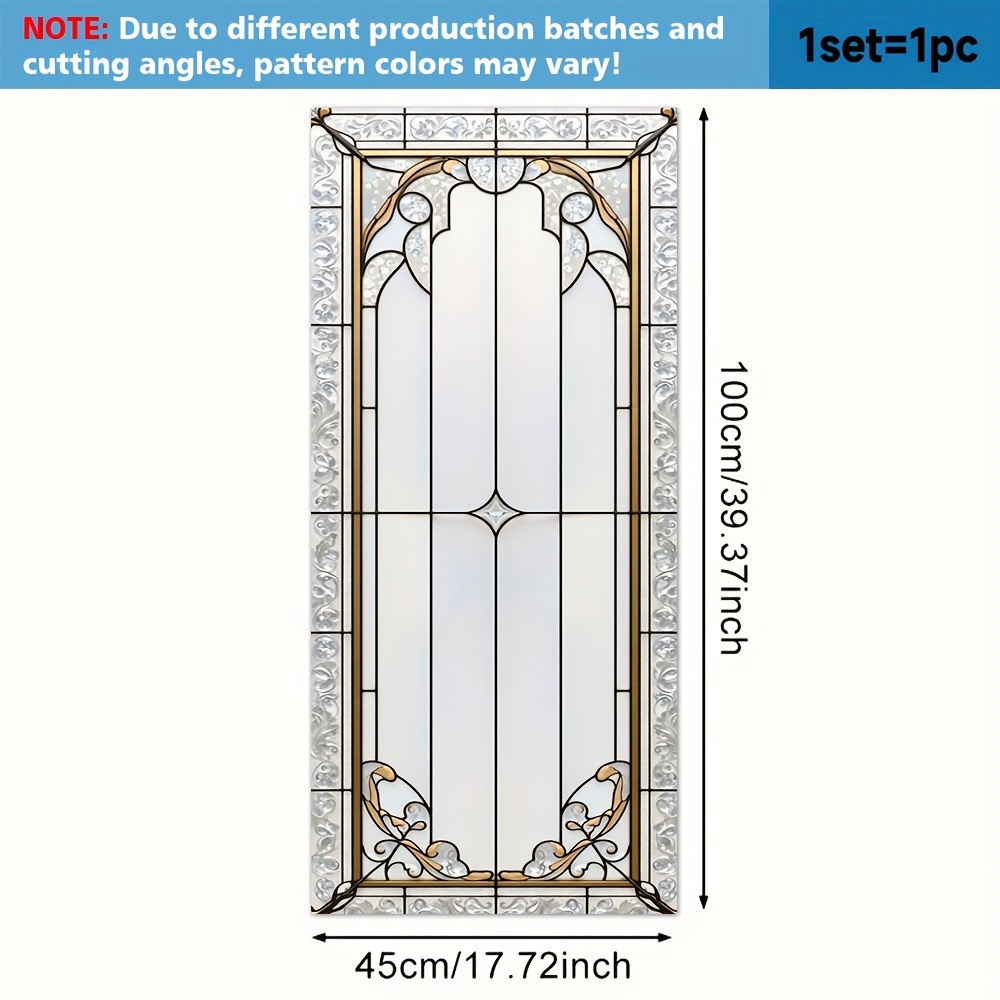 TEMU 1 pièce. Film adhésif PVC pour vitre avec motif Art Déco 2D, 45x100 cm. Décoration réutilisable et amovible pour salle de bain, cuisine, bureau,