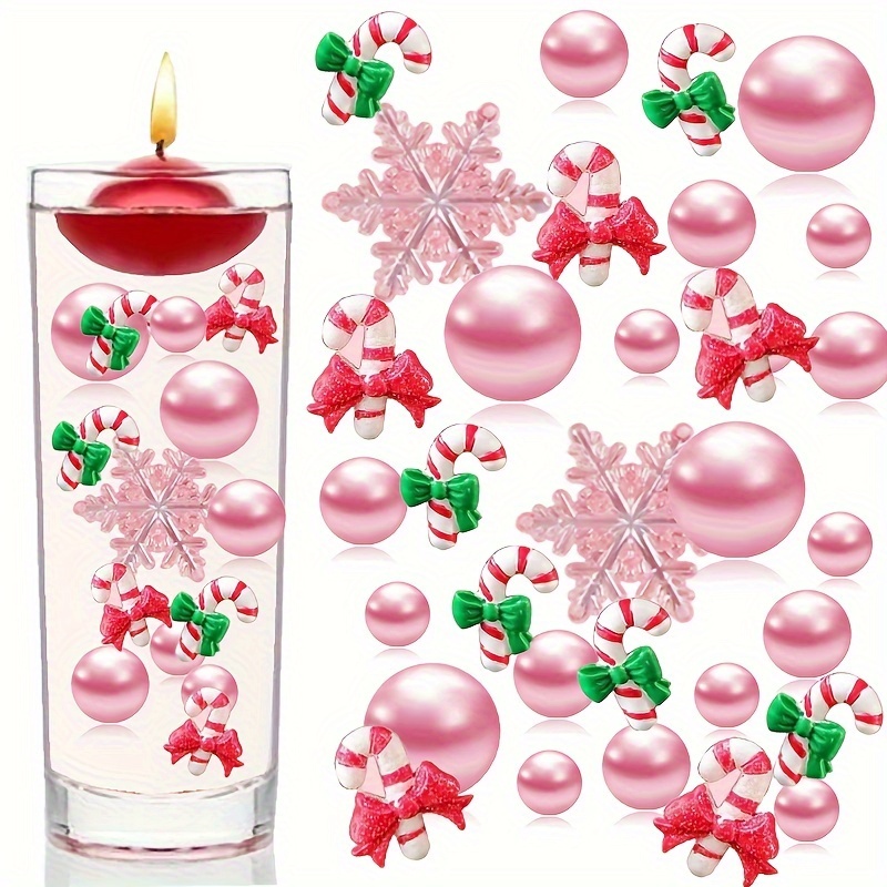 

47pcs Pink Bead & Vase Filler Set - Weddings, Christmas, Birthdays, New Year & Spring Festivals - Elegant Floating Pearl Table Centerpiece Decor (vase & Candle Not Included)