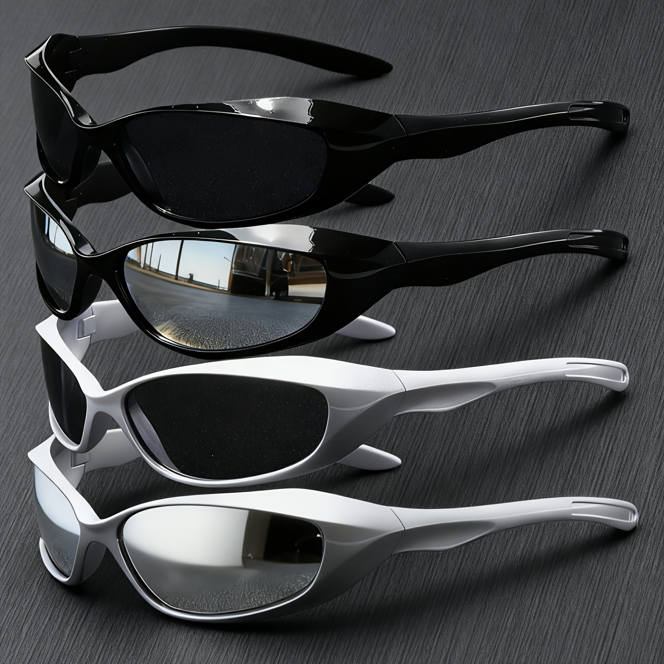 TEMU 4pcs Fashion Y2k Unisex Cyber Futuristic Glasses Combo Suitable For Outfits Street Photography Parties Etc. A Must-have For Street And Trendy