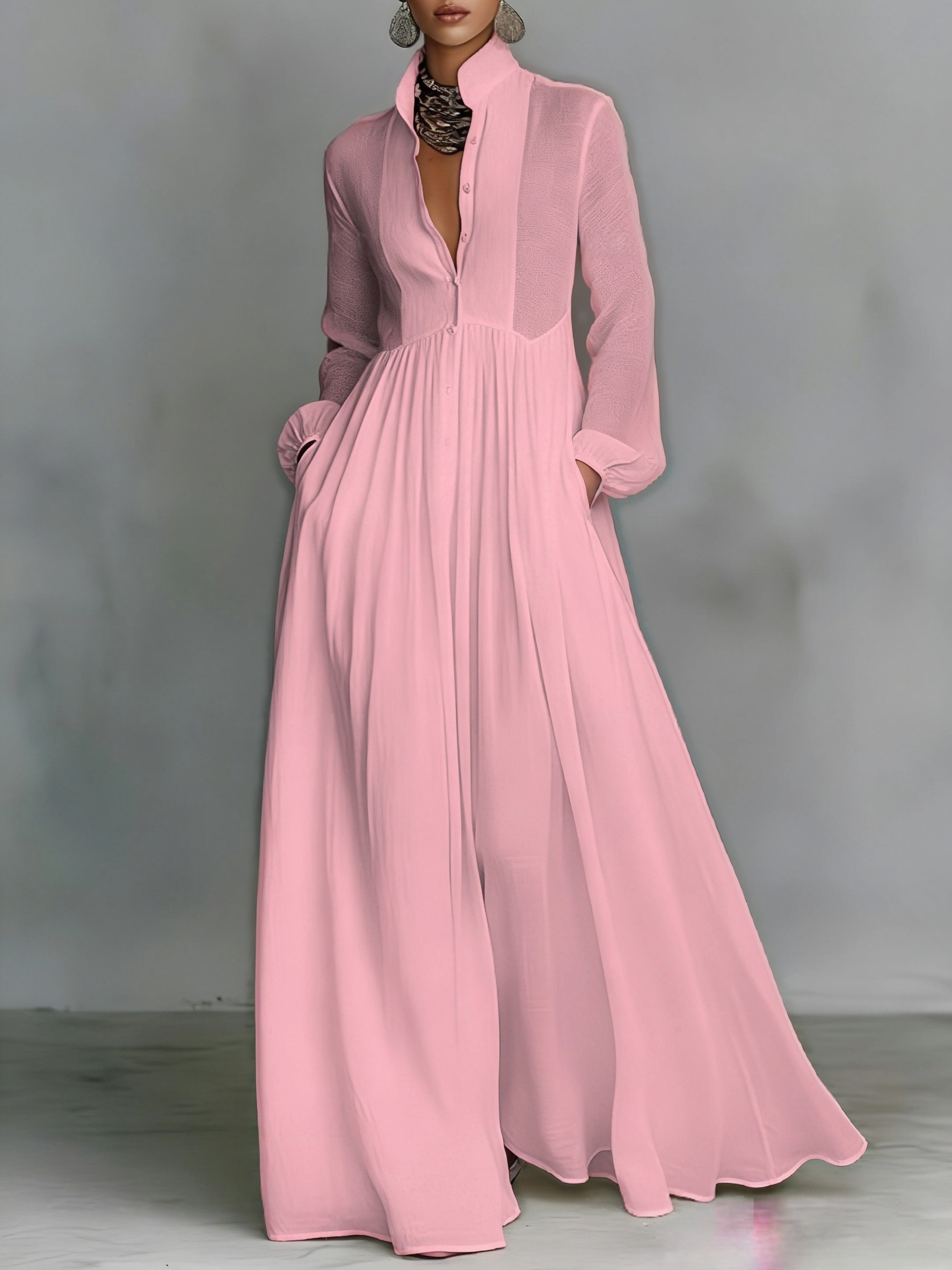 white christmas dresses DF Cotton Maxi Dress Full Sleeves – designerfriday main image 1