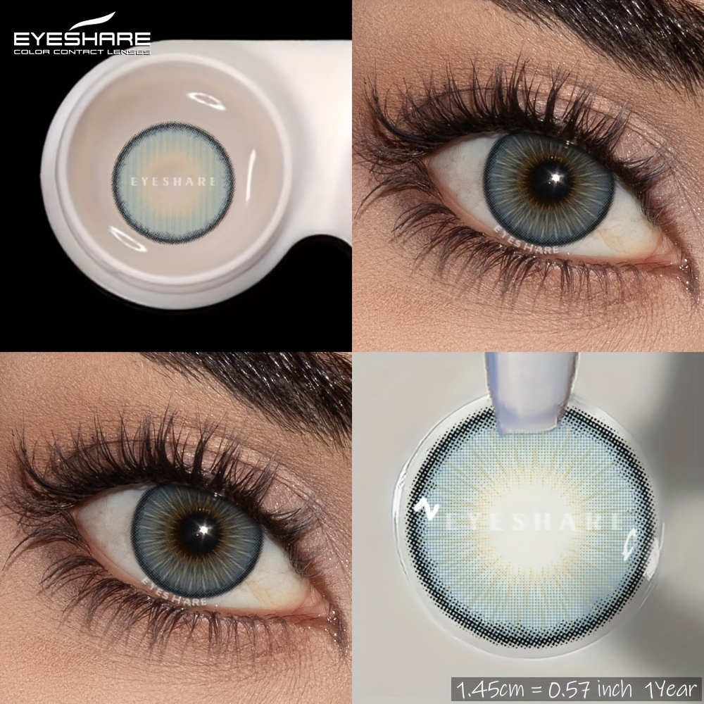 EYESHARE Blu Grande Diametro Morbido Idrogel - 14.5mm, Fornitura per 1 Anno, Ideale per Trucco e Bellezza, Accessori per la Bellezza | Occhiali Stiliati | Indossare Comodamente